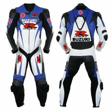 Suzuki Biker Leather Suit Men Leather Biker Suit Race Motorcycle Leather Jacket  picture