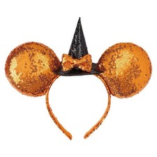 Aldi x Disney Orange sequin Minnie Mouse Ears Bow Headband Halloween 🧡 picture