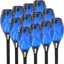 Solar Lights Outdoor, 12 Pack Blue Solar Torch Light with Flickering Flame picture