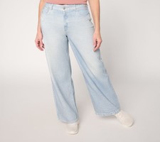 Anybody Regular Denim Effect French Terry Sweatpant Jean Light Wash L New picture