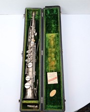 Antique York & Sons C Soprano Saxophone Silver Plate #89016 & Case c. late 1920s picture