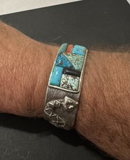 Tufa Cast cuff sterling silver, snake broken arrow ,Turquoise picture