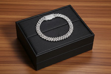 Moissanite Bracelet 925 Silver Iced Cuban Link Bracelet 7.5in picture