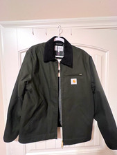 Carhartt WIP Detroit Zip Jacket Green/Black M Lined Point Collar Regular Fit New picture