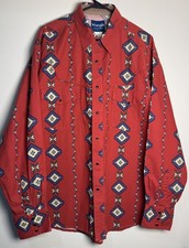 Vtg 80s 90s Wrangler Southwest Aztec Brushpopper Western Shirt Pearl Snap XL picture