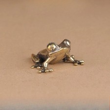 Brass Frog Figurine Small Animal Statue Table Office Home Decoration Toy Gifts picture