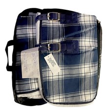 NWT | Dover Saddlery |Plaid Stable Sheet Sheet | 80” Lightweight| Navy Blue Whit picture