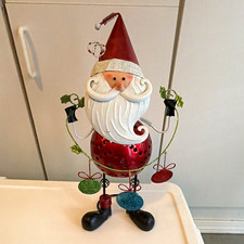 Vintage Pier 1 Metal Santa Candle Holder picture