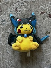 Pokemon Center 2014 Mega Charizard X Poncho Pikachu Plushie picture