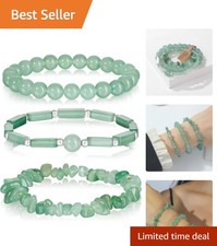 Stunning 3Pcs Natural Jade Bracelets for Women - 8mm Crystal Beaded Elegance picture