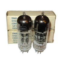 NOS NIB MATCHED PAIR 1960 VINTAGE TUNG SOL  12BH7A 12AU7 TYPE TUBES BLACK PLATE picture