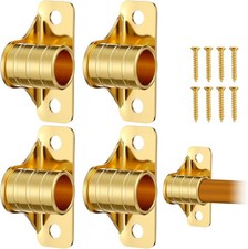 4Pcs Gold Brass Curtain Rod Brackets For Outdoor Use Fit 3/8 Inch Rods picture