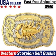 Western Scorpion Cowboy Cowgirl Rodeo Scorpio Unisex Large Gold Tone Belt Buckle picture