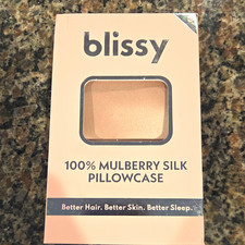 Blissy 100% Mulberry Silk Pillowcase Blush Pink Std/Queen Hidden Zipper OEKO-TEX picture