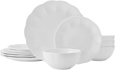 Mikasa Flora Scalloped Bone China Lightweight Chip Resistant 12 Piece Set -White picture