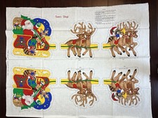 vintage Santa's Sleigh fabric panel designed for crafting DIY Christmas Pillow picture