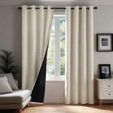 ZOPZO Light Beige Room Darkening Curtains Thermal Grommet 2 Panel Drapes picture