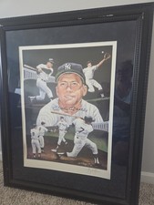 Framed Mickey Mantle LITHOGRAPH Signed by Mickey Mantle Angelo Martino picture