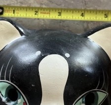 Vintage Papier-Mâché Black Cat Mask Wall Hanging Folk Art Tuxedo Kitty 6