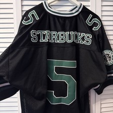 Custom RARE THRIVE STARBUCKS BLACK FOOTBALL JERSEY SEWN LETTERS NUMBERS PATCHES picture