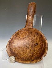 A+ Eastern Woodlands Native American 8” Carved Ash Burl Effigy Scoop Spoon Ladle picture