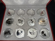 ⭐️2008-2019 Australia Silver Lunar Zodiac Series Set (12) 1 Oz Gold Gilded Coins picture