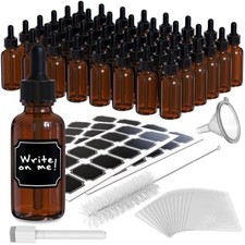Nevlers 1 oz Amber Glass Dropper Bottle (Set of 48) | Includes Labels picture