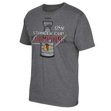 Chicago Blackhawks Reebok Graphite 2015 Stanley Cup Champs Tee-Shirt Size Small picture