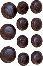 ATbutton Premium New 11 Pieces Genuine Leather Cross Blazer Button Set - Luggage picture