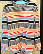 T by Talbots Women’s XL Multicolor Striped Long Sleeve Crew Neck Pullover Top picture