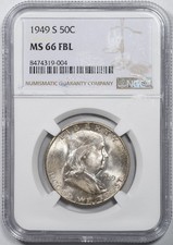 1949-S NGC MS66 FBL Franklin Silver Half Dollar 50C picture