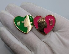 (2) Wicked Musical Green Pink Heart Elphaba Glinda Silhouette Lapel Pin Set picture