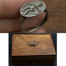 Stunning ancient unique Roman intaglio solid silver rare ring picture
