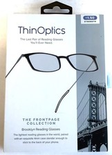 NEW ThinOptics Brooklyn +1.50 BLACK Frame Reading Glasses w/ Milano Case readers picture