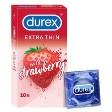 Durex Extra Thin Wild Strawberry Flavored Condoms Pack Of 10 For Men picture