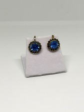 Vintage 1940s Blue Rhinestone Halo Earrings – Mid-Century Screw-Back Studs picture