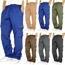Autumn Winter Fashion Men's Casual Sports Pants Solid Color Multi-Pocket Straigh picture