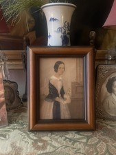 Antique c1843 American Woman Watercolor Portrait Painting - Mrs Neville - Signed picture