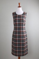 BODEN $140 British Tweed By Moon Wool Plaid Sheath Dress Size US 8L / 8 Tall picture
