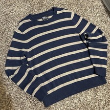 Vintage Early 90s Eddie Bauer NavyCream Stripe Crewneck Knitted Sweater size M picture