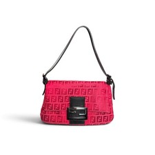 Y2k Fendi Mini Mamma Baguette Zucca Print Pink Brown Leather picture