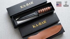 KA-BAR USMC 1217 Straight Edge Fighting Combat Knife Leather Handle & Sheath new picture