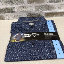 Callaway Opti•Dri Geometric Polo Shirt Mens Large Blue Golf Performance Stretch picture