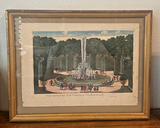 PIERRE AVELINE  Antique French Hand Colored Engraving Print, Versailles Fountain picture