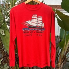 Vintage 1986 Star of India Crew Ship Long Sleeve T Shirt Hef-T USA Size M picture