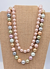 Kenneth Jay Lane KJL Faux Pearl Necklaces Vtg Pink & Multi Color Lot of 2 picture