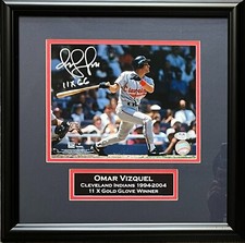 Omar Vizquel autographed inscribed framed 8x10 photo Cleveland Indians PSA COA picture