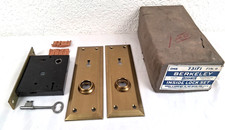 NOS VTG Door Lock Set Russwin Mortise Inside Lock-KEY Entry & Trim Plates W/Box picture