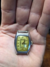 Antique 1920's 30's Men's Art Deco Westclox Wrist Watch Silver Subdial Tank picture