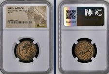 Ancient Greek Coin 39BC-38BC NGC Genuine Zeus Seated Greece Under Roman Rule picture